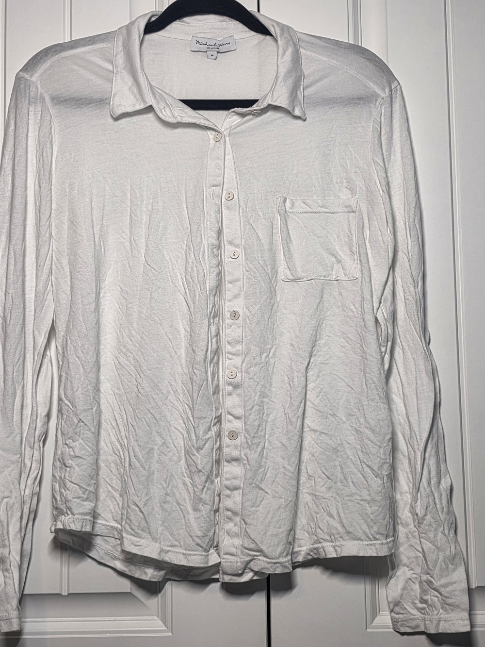 Michael Stars Top Size M White Soft Long Sleeve Button Front
